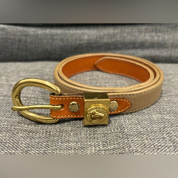 Dooney & Bourke Vintage Brass Buckle Grey Pebble Leather Belt S 26-28 main image 5